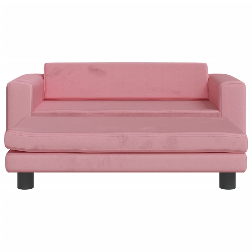 Kindersofa mit Hocker Rosa 100x50x30 cm Samt