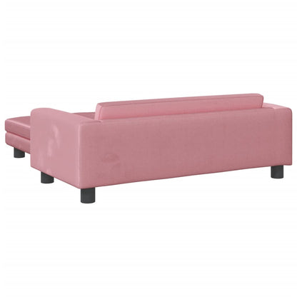 Kindersofa mit Hocker Rosa 100x50x30 cm Samt