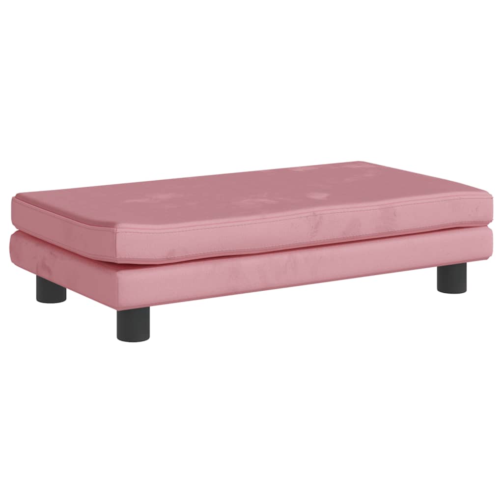 Kindersofa mit Hocker Rosa 100x50x30 cm Samt