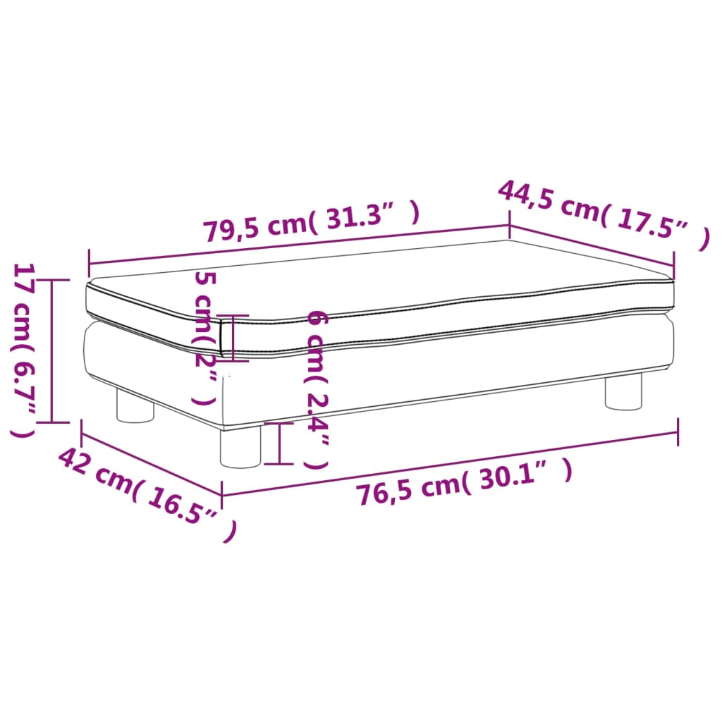 Kindersofa mit Hocker Rosa 100x50x30 cm Samt