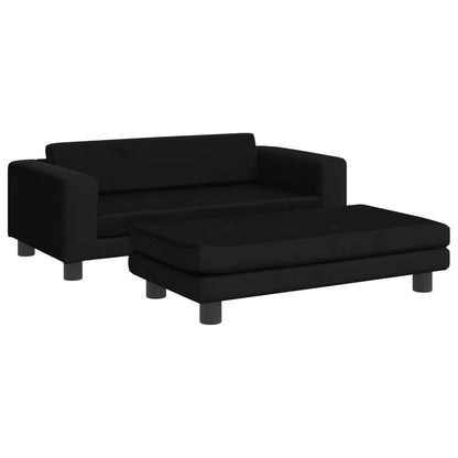 Kindersofa mit Hocker Schwarz 100x50x30 cm Samt