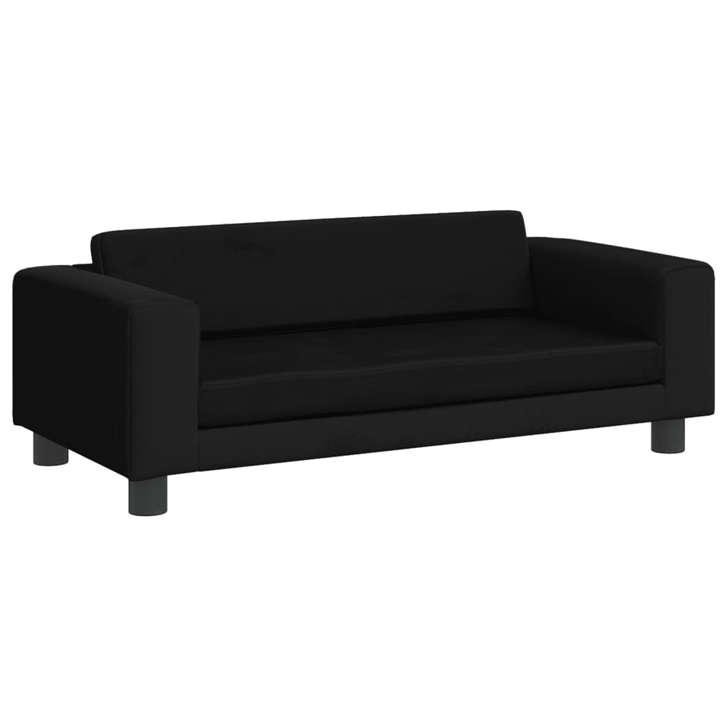 Kindersofa mit Hocker Schwarz 100x50x30 cm Samt