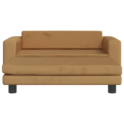 Kindersofa mit Hocker Braun 100x50x30 cm Samt