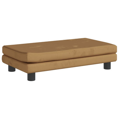 Kindersofa mit Hocker Braun 100x50x30 cm Samt