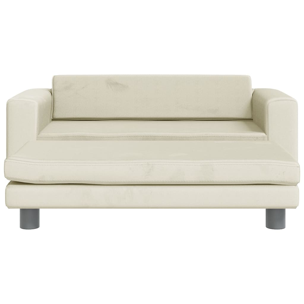 Kindersofa mit Hocker Creme 100x50x30 cm Samt