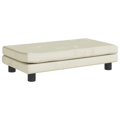 Kindersofa mit Hocker Creme 100x50x30 cm Samt