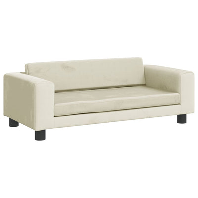 Kindersofa mit Hocker Creme 100x50x30 cm Samt