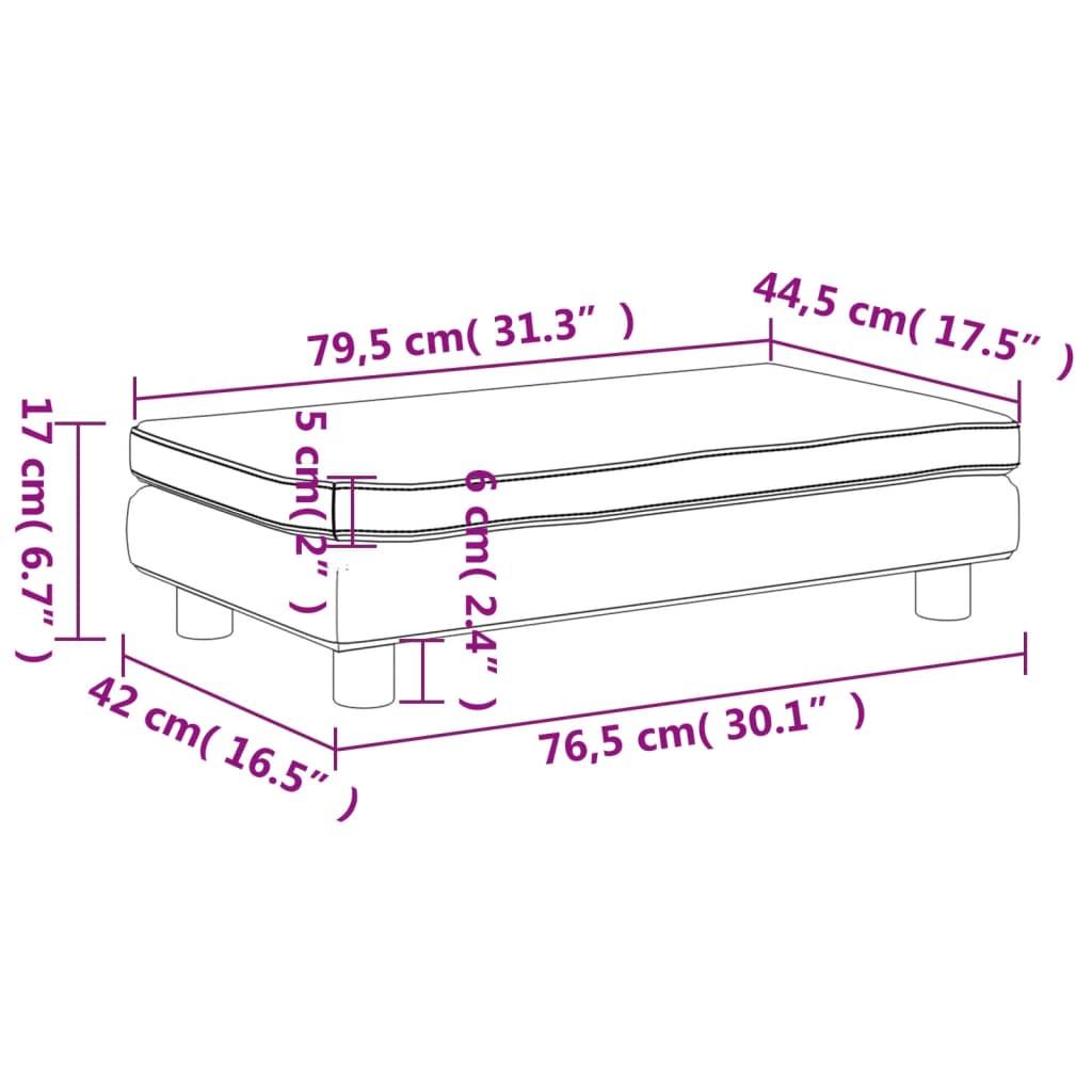 Kindersofa mit Hocker Creme 100x50x30 cm Samt