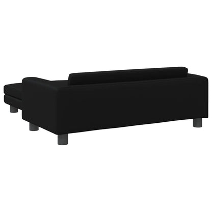 Kindersofa mit Hocker Schwarz 100x50x30 cm Kunstleder