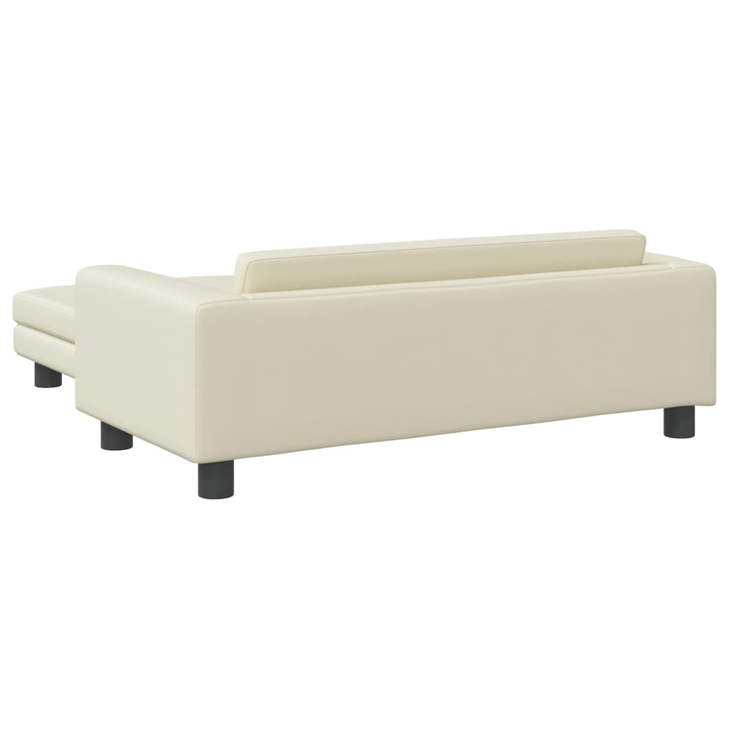 Kindersofa mit Hocker Creme 100x50x30 cm Kunstleder