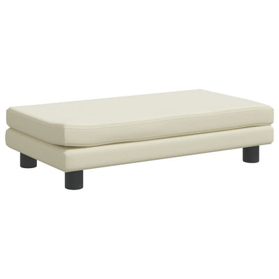 Kindersofa mit Hocker Creme 100x50x30 cm Kunstleder