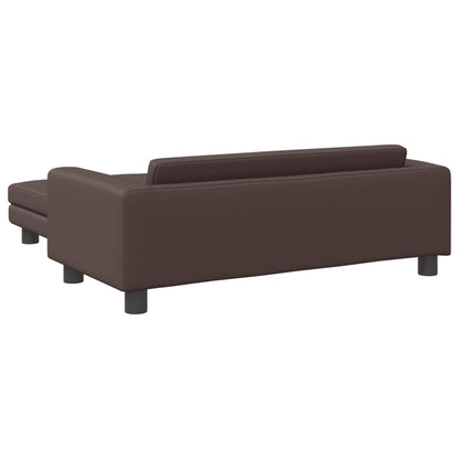 Kindersofa mit Hocker Braun 100x50x30 cm Kunstleder