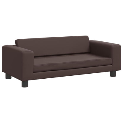 Kindersofa mit Hocker Braun 100x50x30 cm Kunstleder