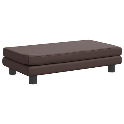 Kindersofa mit Hocker Braun 100x50x30 cm Kunstleder