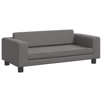 Kindersofa mit Hocker Grau 100x50x30 cm Kunstleder