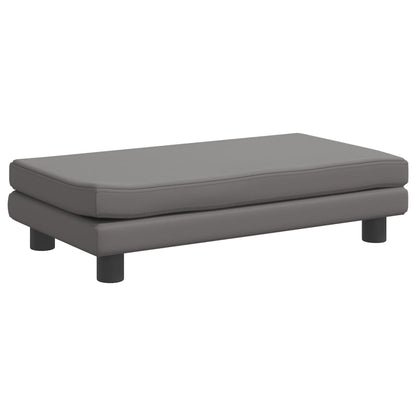 Kindersofa mit Hocker Grau 100x50x30 cm Kunstleder