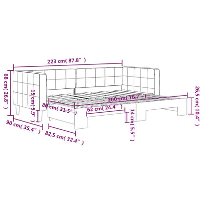 Tagesbett Ausziehbar Blau 80x200 cm Samt