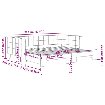 Tagesbett Ausziehbar Rosa 90x200 cm Samt