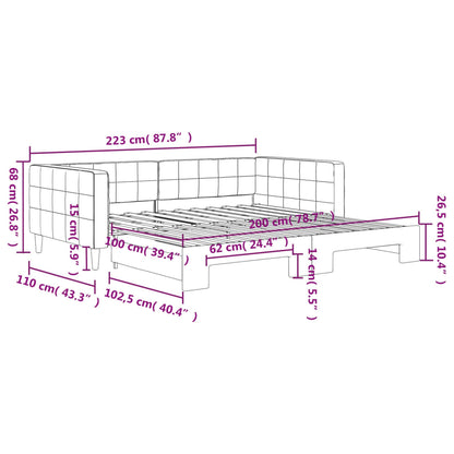 Tagesbett Ausziehbar Rosa 100x200 cm Samt