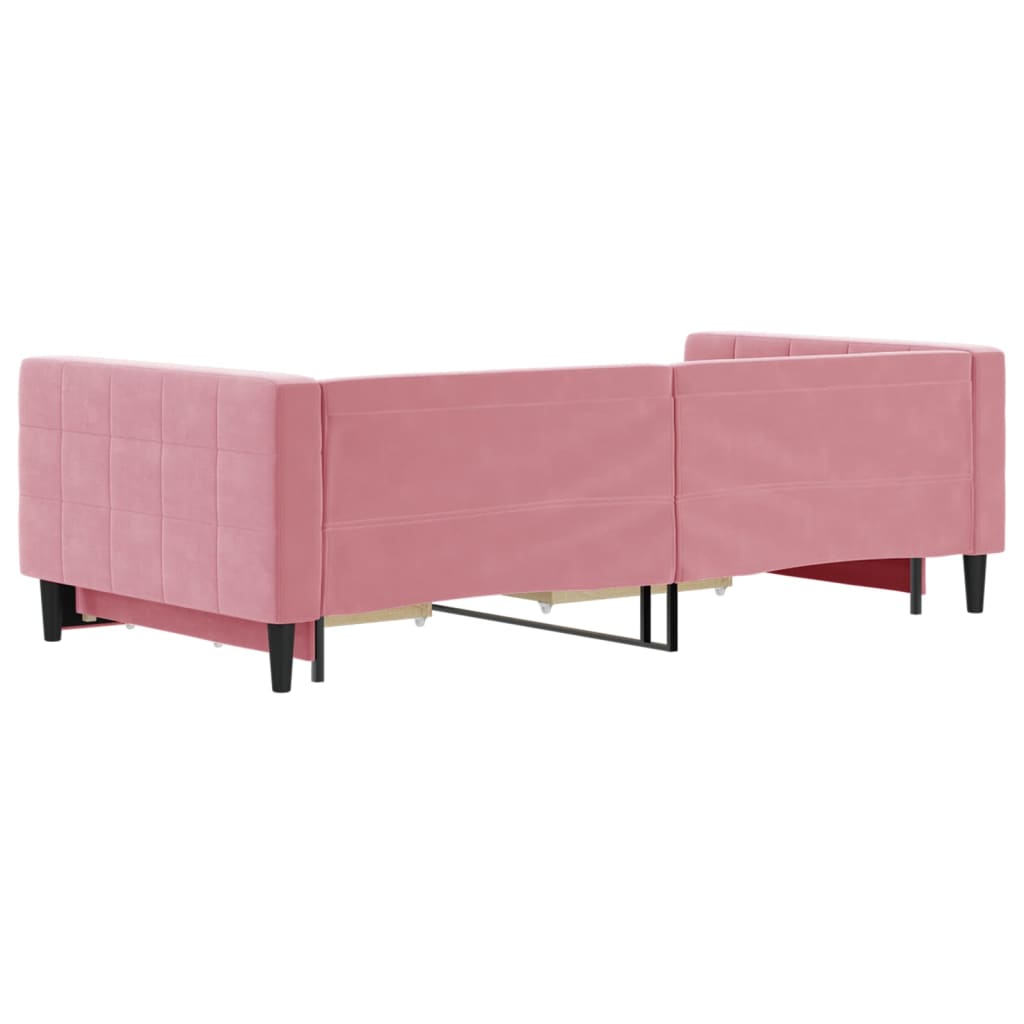 Tagesbett Ausziehbar mit Schubladen Rosa 100x200 cm Samt