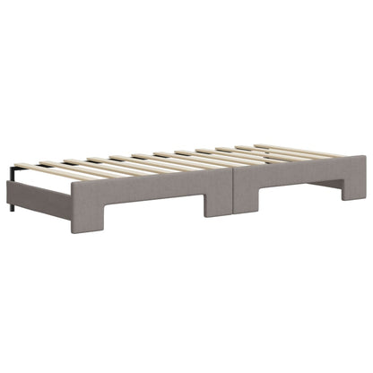 Tagesbett Ausziehbar mit Schubladen Taupe 90x200 cm Stoff