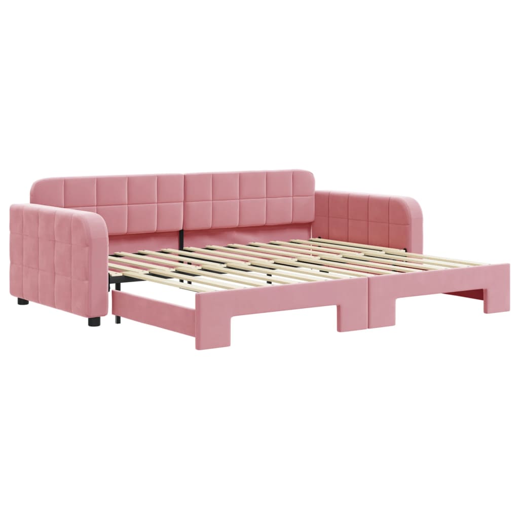 Tagesbett Ausziehbar Rosa 90x200 cm Samt