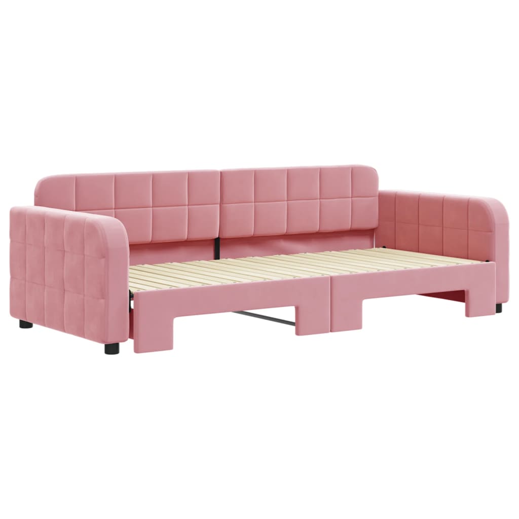 Tagesbett Ausziehbar Rosa 90x200 cm Samt