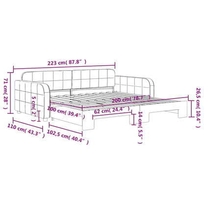 Tagesbett Ausziehbar Hellgrau 100x200 cm Samt