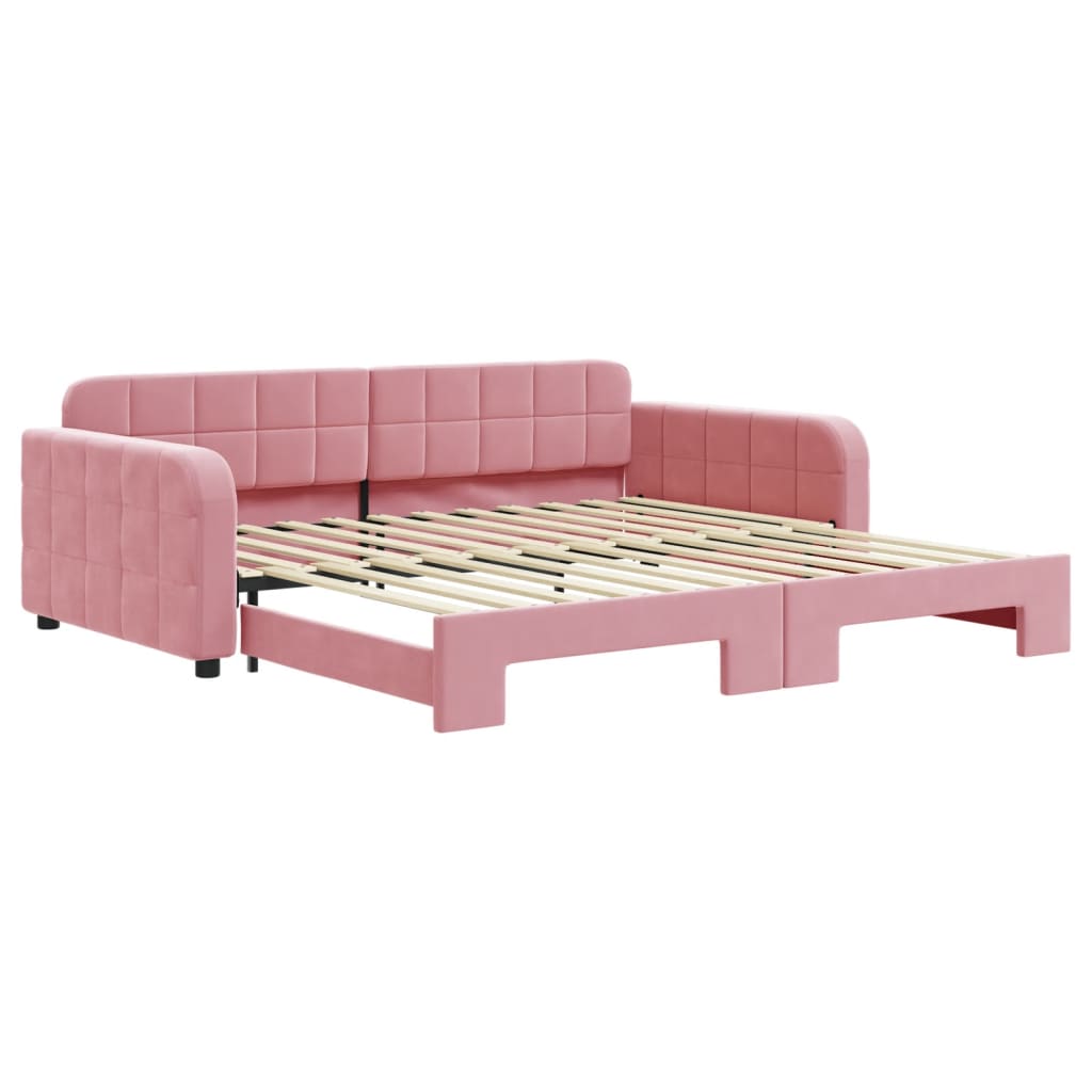 Tagesbett Ausziehbar Rosa 100x200 cm Samt