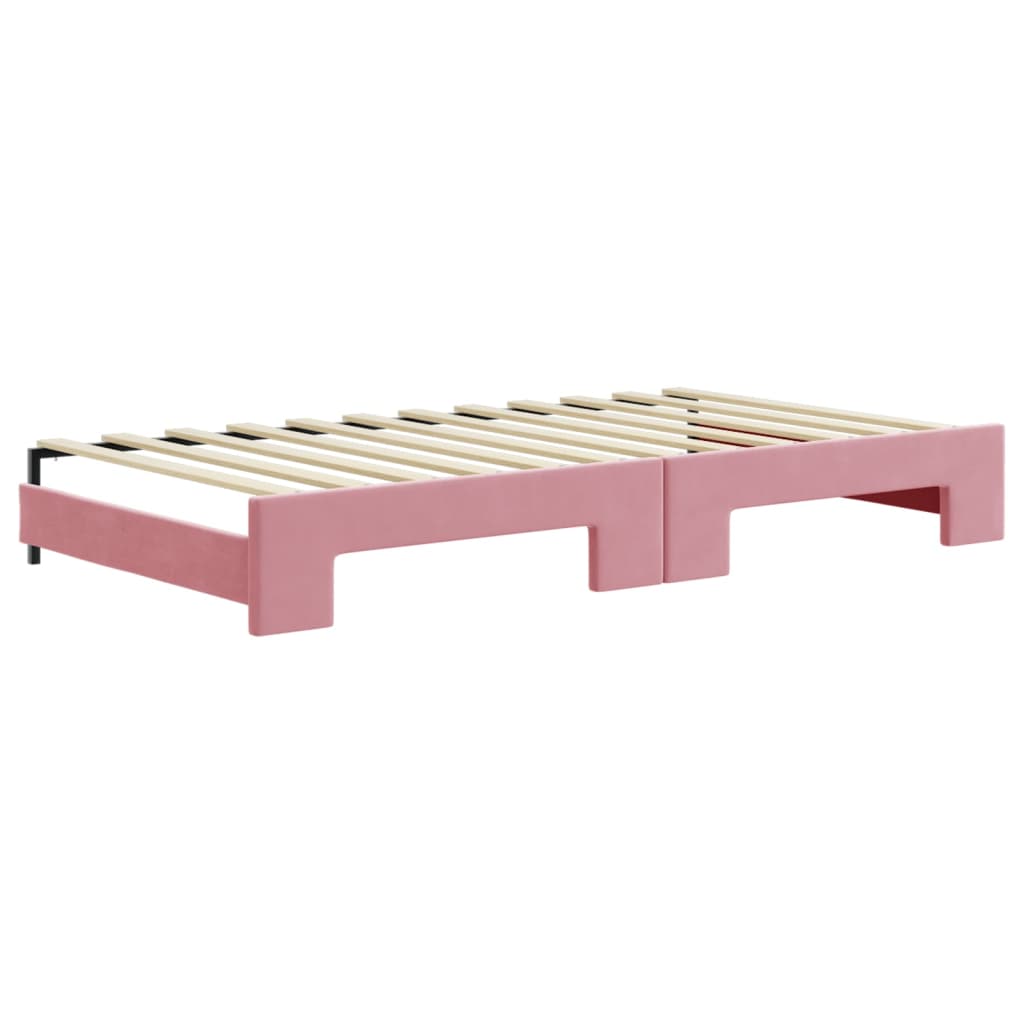 Tagesbett Ausziehbar Rosa 100x200 cm Samt