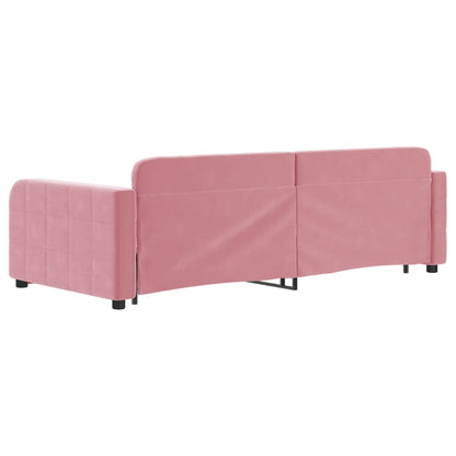 Tagesbett Ausziehbar mit Schubladen Rosa 90x200 cm Samt