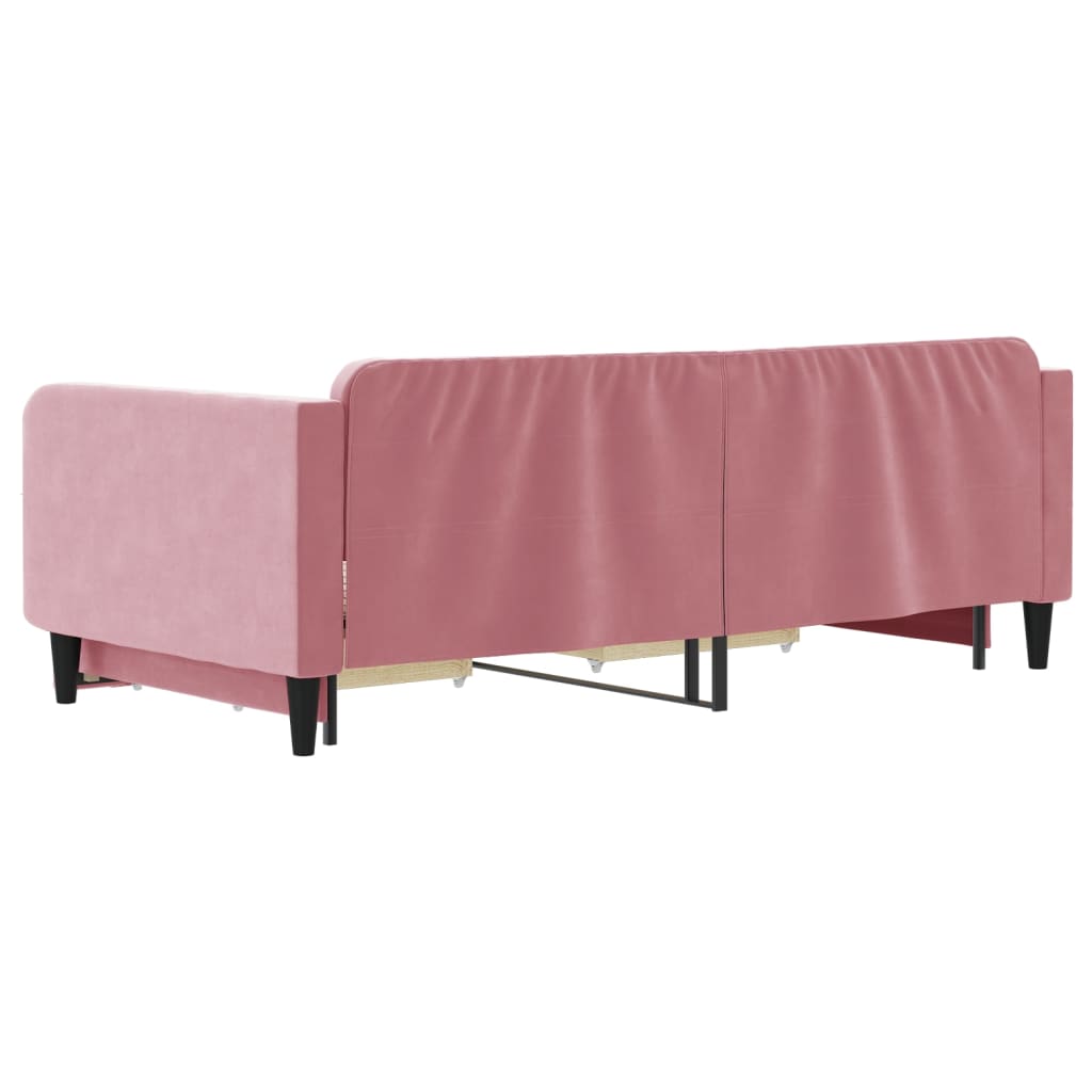 Tagesbett Ausziehbar mit Schubladen Rosa 100x200 cm Samt