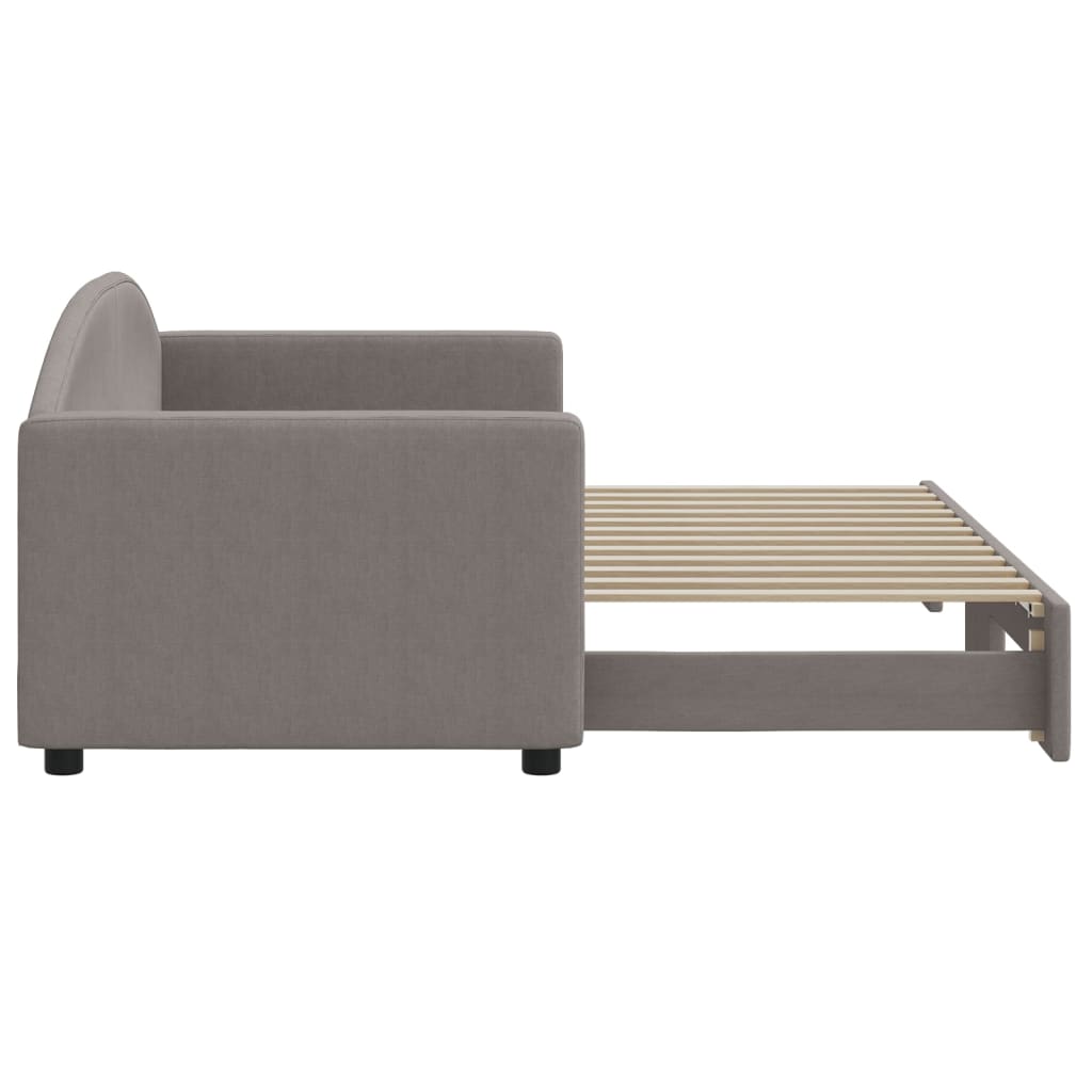 Tagesbett Ausziehbar Taupe 80x200 cm Stoff