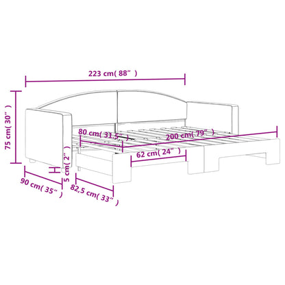 Tagesbett Ausziehbar Taupe 80x200 cm Stoff