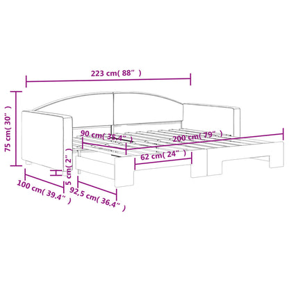 Tagesbett Ausziehbar Dunkelgrau 90x200 cm Stoff