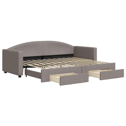 Tagesbett Ausziehbar mit Schubladen Taupe 80x200 cm Stoff