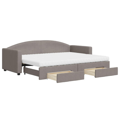 Tagesbett Ausziehbar mit Schubladen Taupe 80x200 cm Stoff