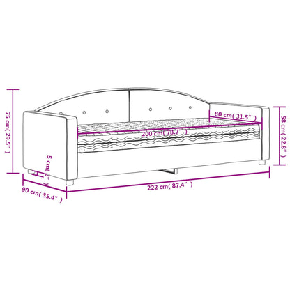 Tagesbett mit Matratze Schwarz 80x200 cm Samt