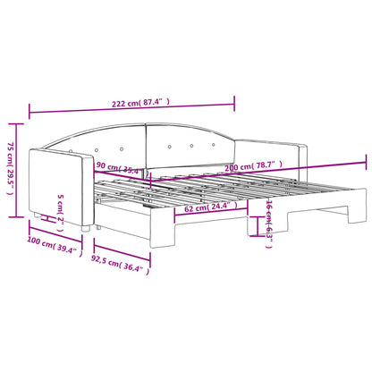 Tagesbett Ausziehbar Dunkelgrau 90x200 cm Samt