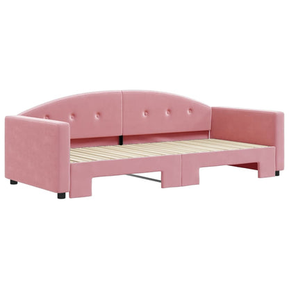 Tagesbett Ausziehbar Rosa 90x200 cm Samt