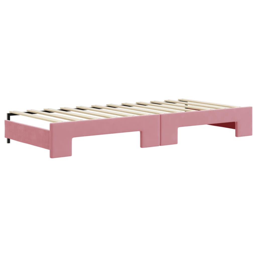 Tagesbett Ausziehbar Rosa 90x200 cm Samt