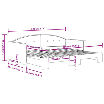 Tagesbett Ausziehbar Rosa 90x200 cm Samt