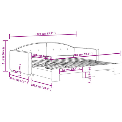 Tagesbett Ausziehbar Dunkelgrau 100x200 cm Samt