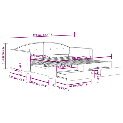 Tagesbett Ausziehbar mit Schubladen Dunkelgrau 100x200 cm Samt