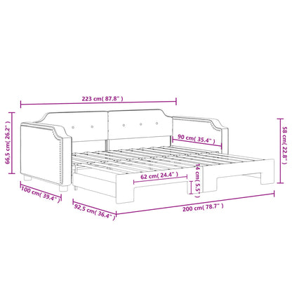 Tagesbett Ausziehbar Schwarz 90x200 cm Stoff