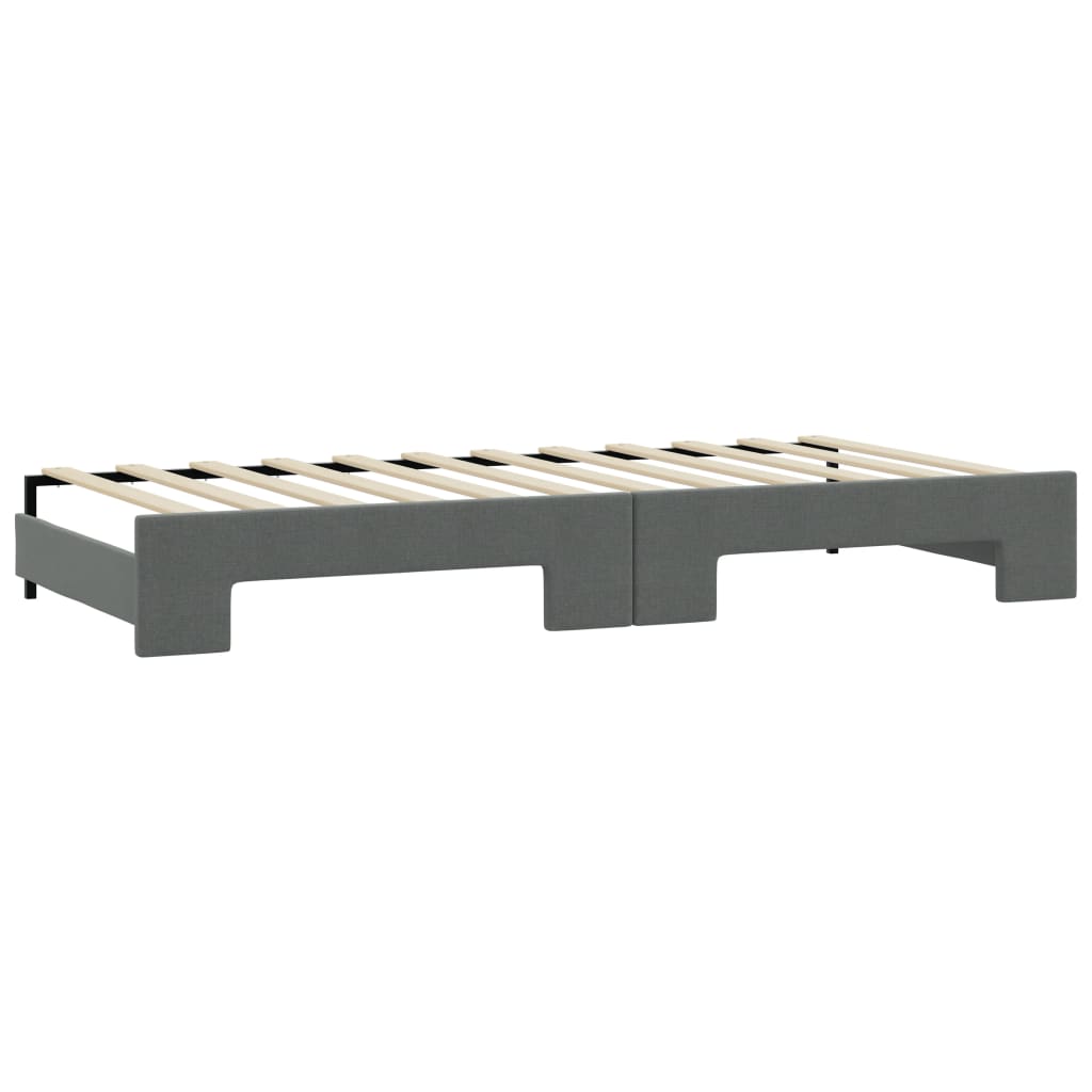 Tagesbett Ausziehbar mit Matratzen Dunkelgrau 90x190 cm Stoff