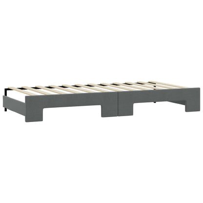 Tagesbett Ausziehbar mit Schubladen Dunkelgrau 90x190 cm Stoff