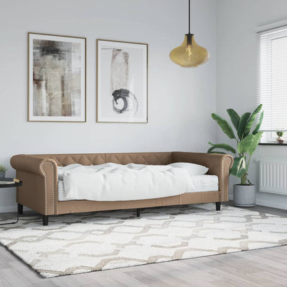 Tagesbett mit Matratze Cappuccino 90x200 cm Kunstleder