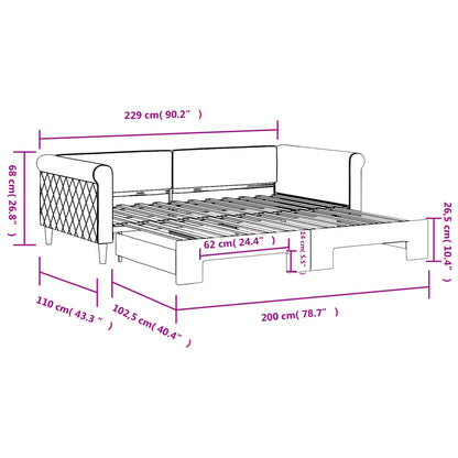 Tagesbett Ausziehbar Blau 100x200 cm Samt