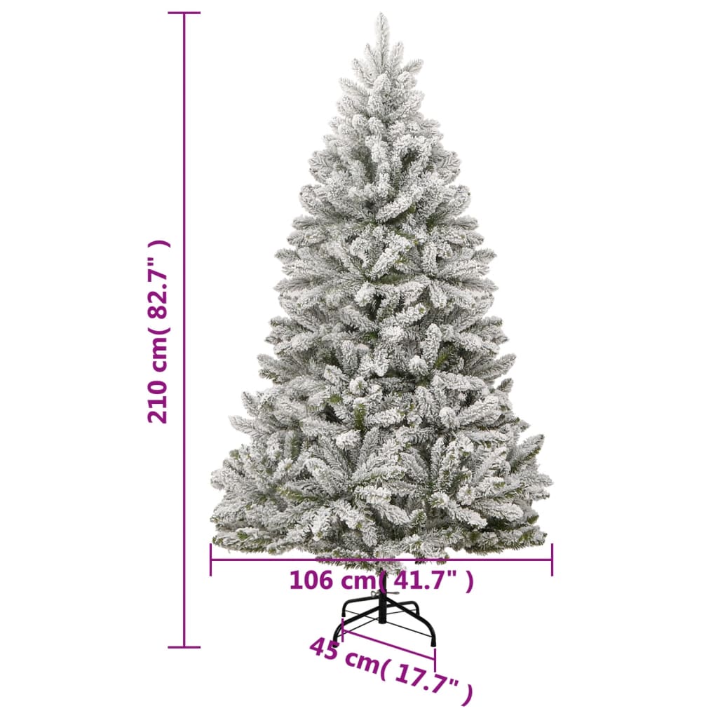 Künstlicher Weihnachtsbaum Klappbar Beschneit 210 cm